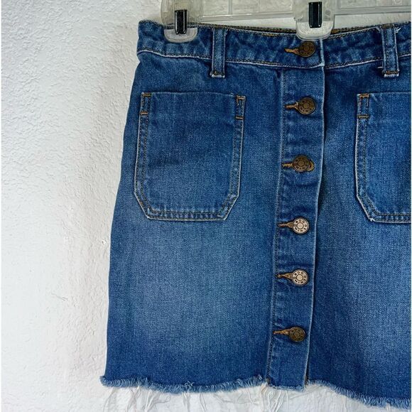 BDG Button Front Mini Medium Wash Blue Denim Skirt Women's Size S - Picture 4 of 11